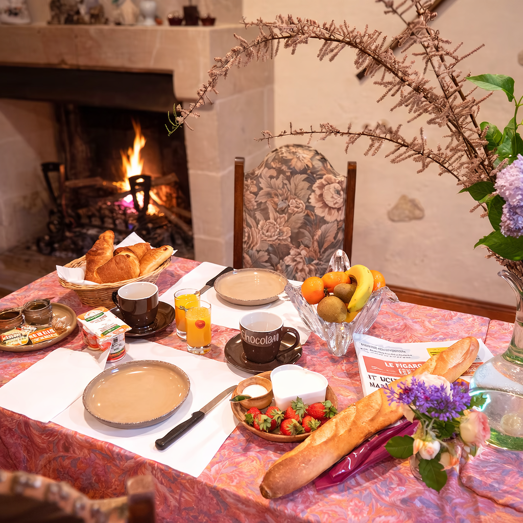 Petit déjeuner servi à La Cabriole